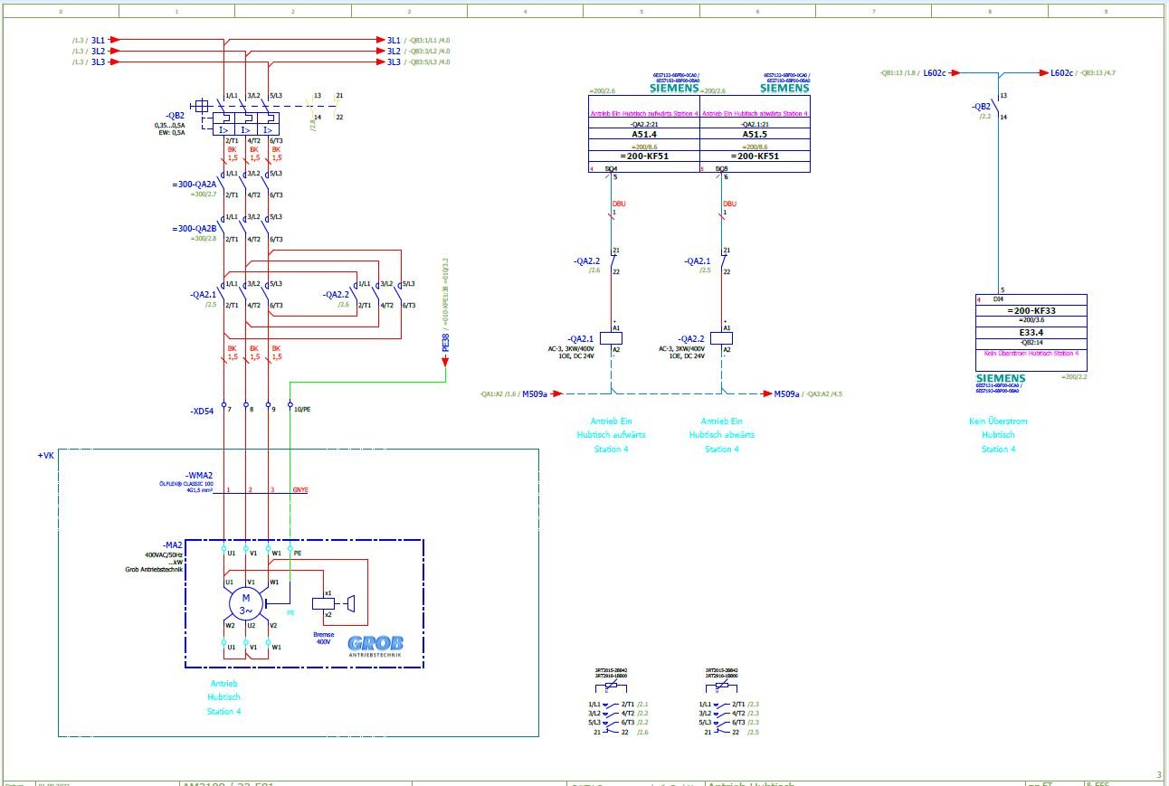 Stromlaufplan eines Antriebs in der Elektrokonstruktion